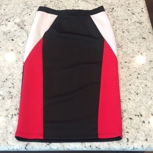 Red black and white pencil skirt